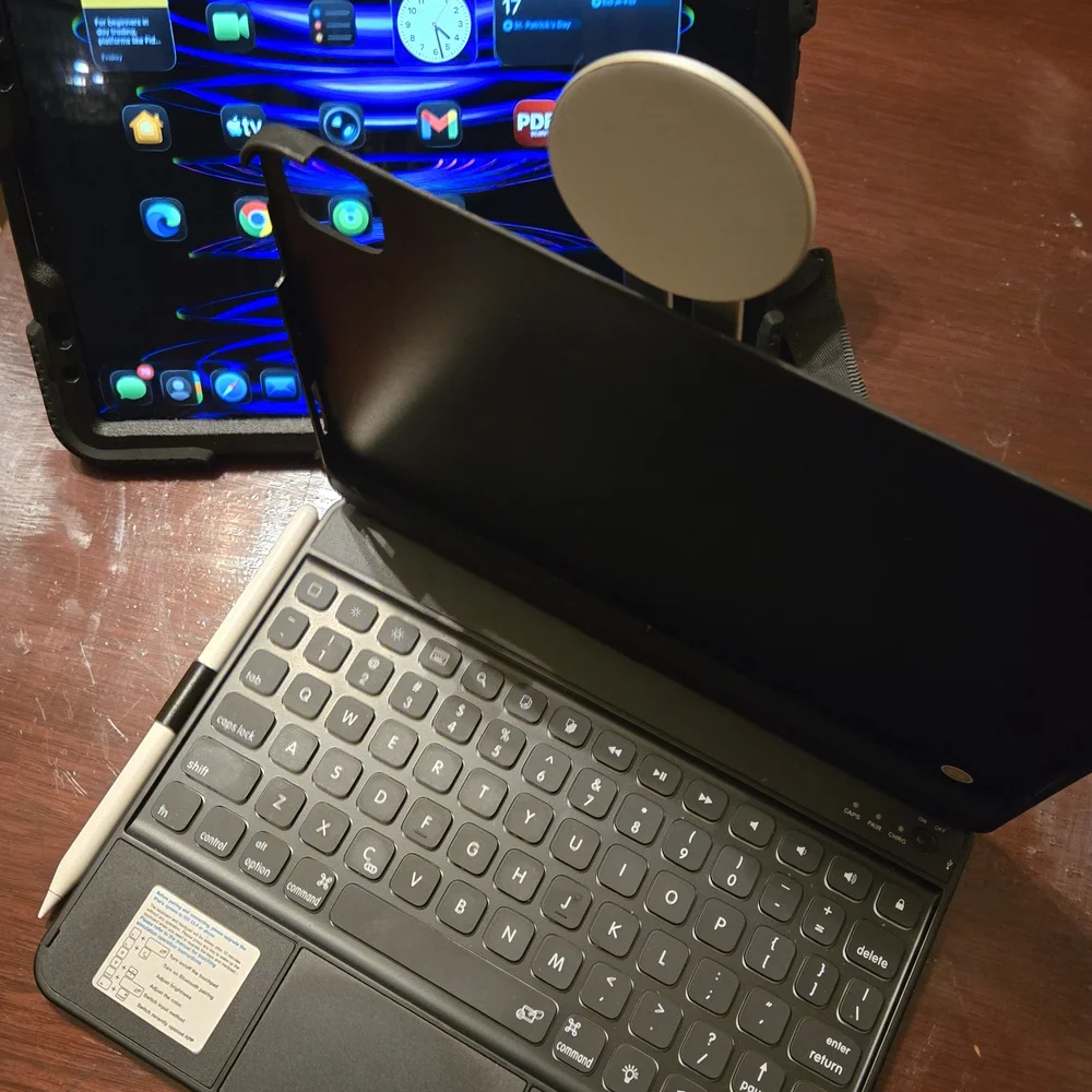 Apple iPad Pro with Black Strapped Security Carry Case, Backlit Keyboard, Pen...